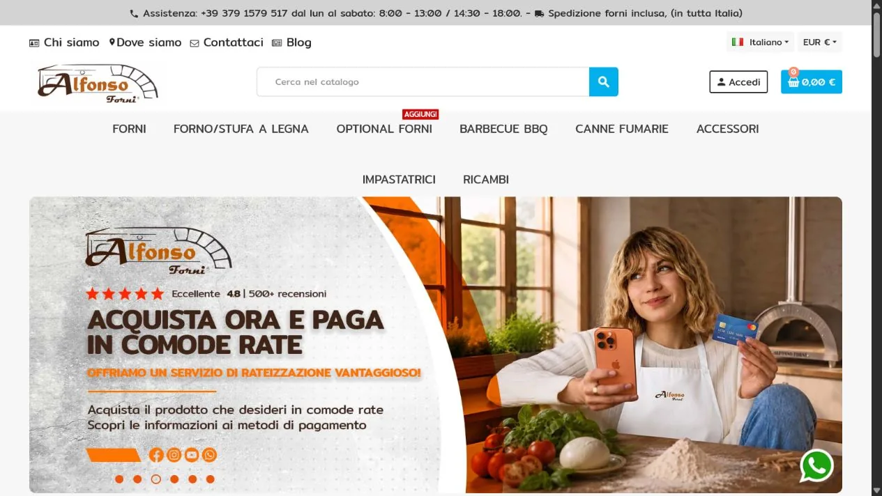 Homepage dell'e-commerce Alfonso Forni
