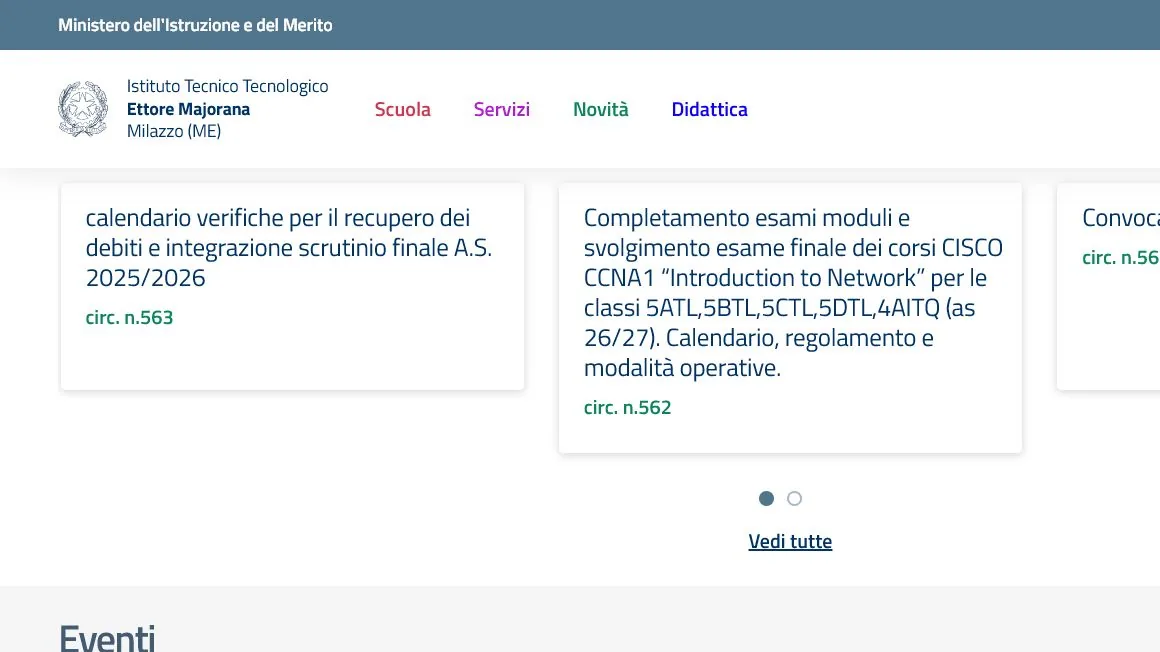 Portale dell'Istituto Tecnico Ettore Majorana di Milazzo